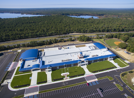 Cumberland County Tech Ed Center Project Highlight StressPly E FR Mineral and RMer Span patriot Blue Steel Panels