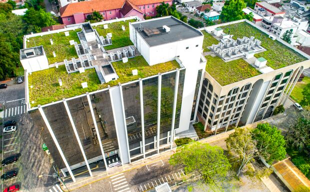The green roof in the top of building