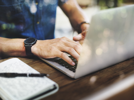 Man Working Laptop Connecting Networking Concept