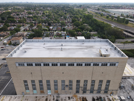 Photos of the Mondelez International Chicago Bakery in Chicago, IL Tear-off photos Justin Reed & Matt Lemere 

Base Sheet: HPR Torch Base
Cap Sheet: StressPly IV Plus UV Mineral 
Surface Coating: Sunburst Roofing Minerals