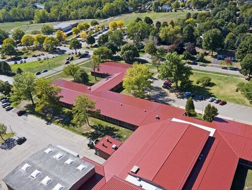 Drone photos of standing seam and curved metal panels